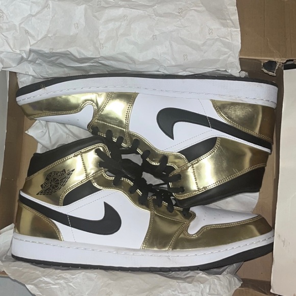 Nike Air Jordan 1 Mid SE Mens Metallic Gold Size 15 - Picture 1 of 6